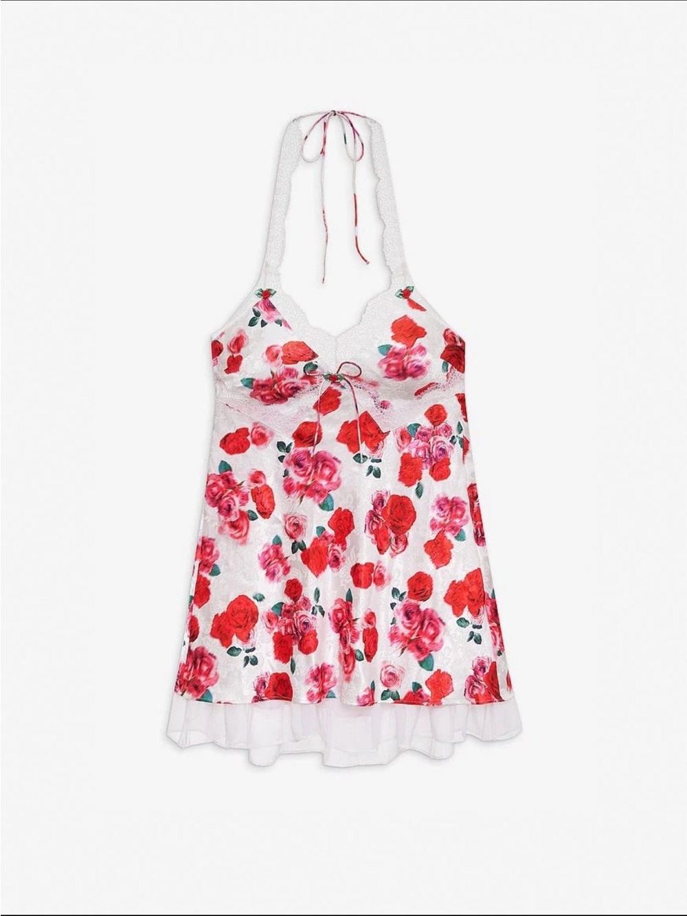 NWT (S) For Love & Lemons Carol Halter Slip Dress - Cottage Rose Satin - Picture 4 of 11